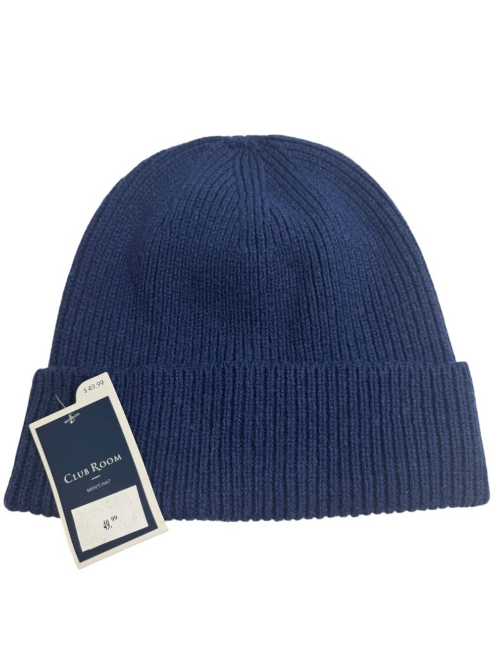 Club Room NEW Navy Blue 100% Wool Beanie Cap Hat Men's One Size Warm Winter